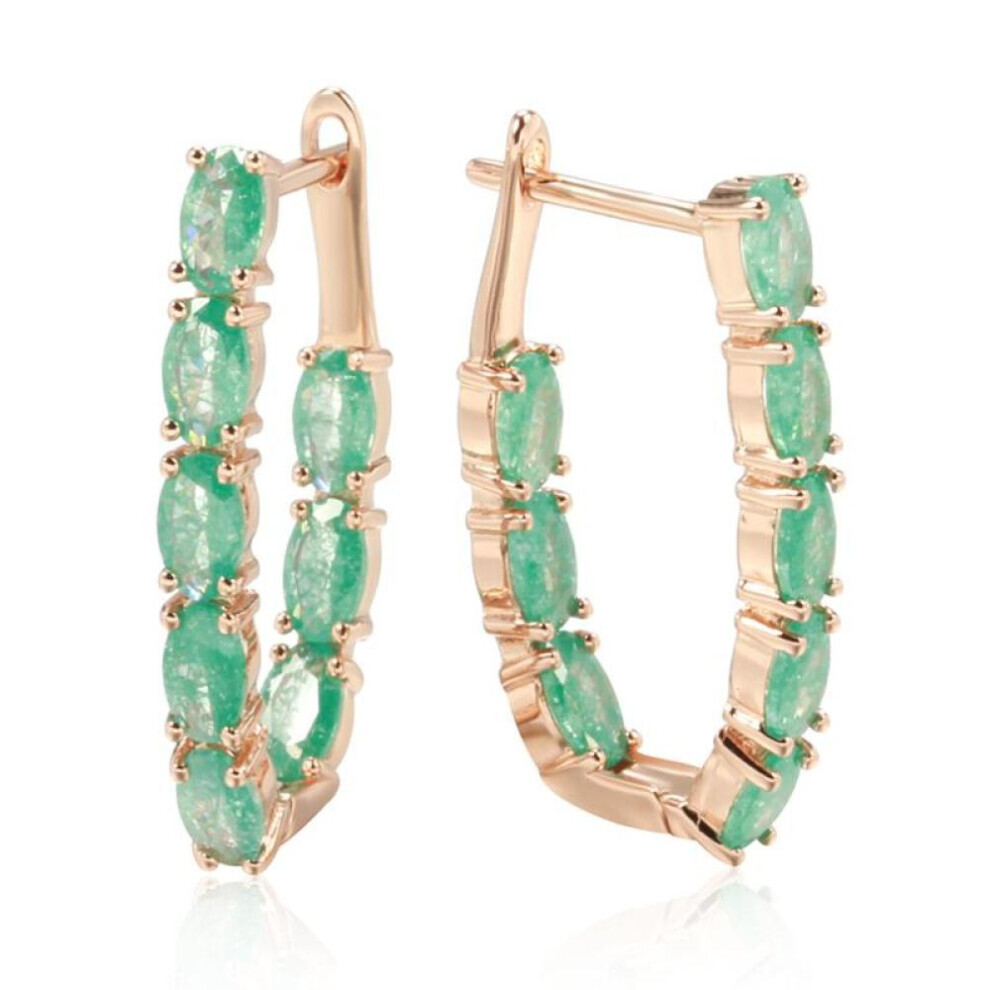 (green) Luxury Double Oval Frosted Green Zircon Dangle Earrings Multiple Color Party Daily Statement Jewelry