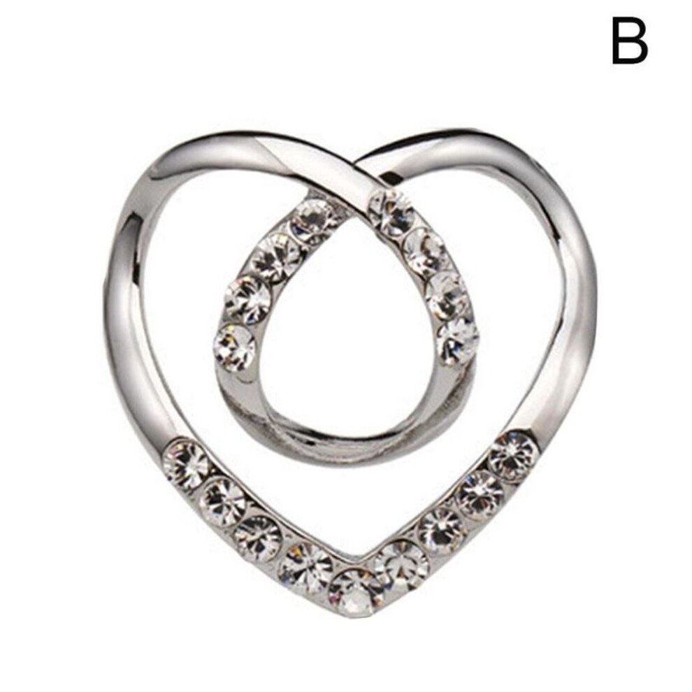 Maxpower (White) Women Metal Rhinestone Scarf Heart Scarf Brooch Clip T-Shirt E7u0 White
