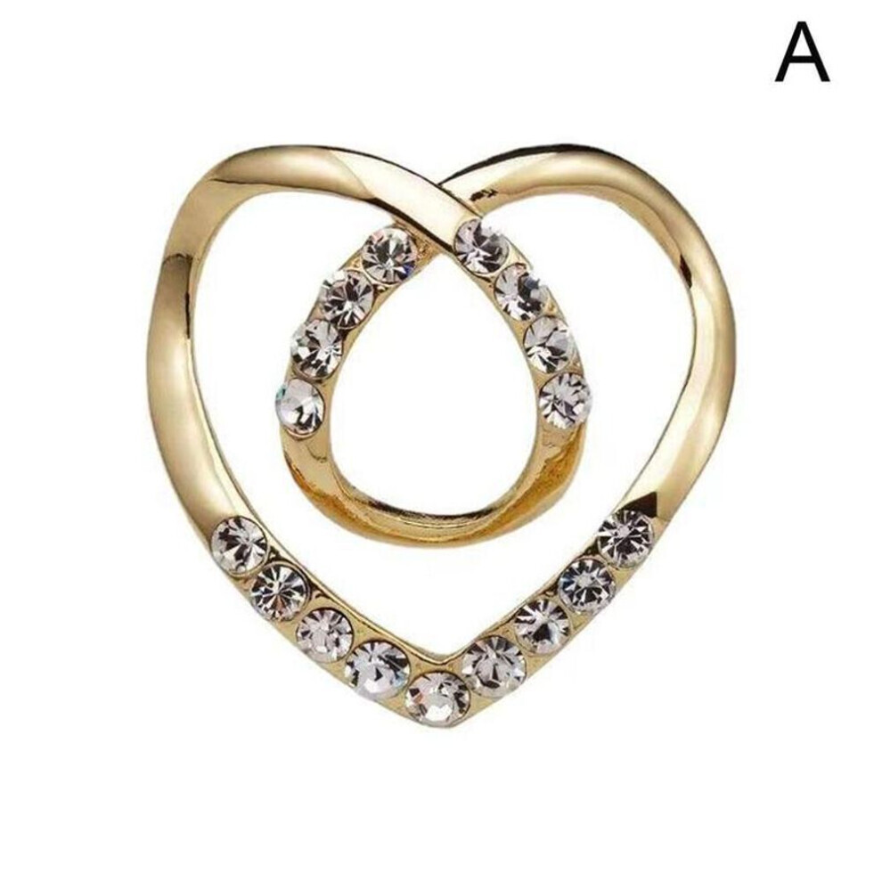 Maxpower (Gold) Women Metal Rhinestone Scarf Heart Scarf Brooch Clip T-Shirt E7u0 Gold