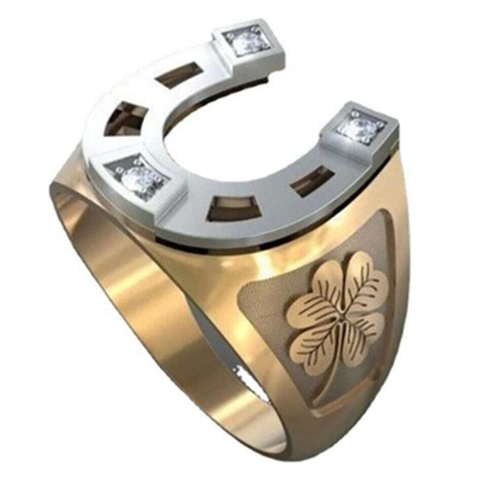 Maxpower (12) 1Pc Anniversary Birthday Party Engagement Ring Four-Leaf Diamond Ring Luxury Horseshoe-Shaped Gifts