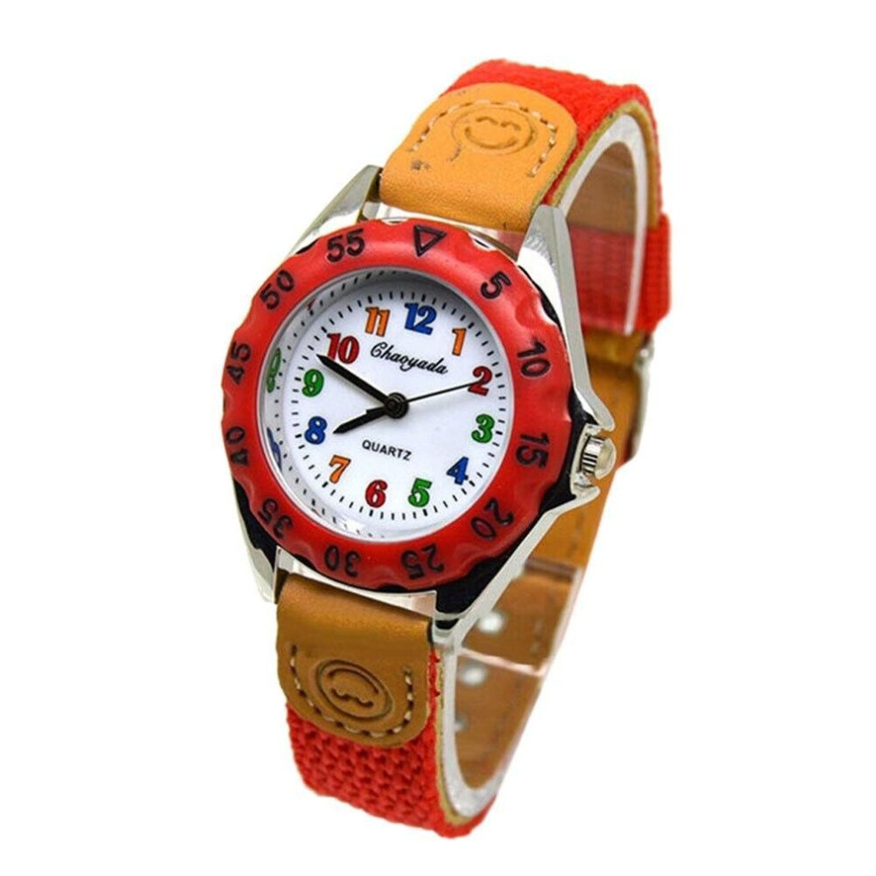 (rose red) Cute Boys Girls Quartz Watch Kids Children&quot;s Fabric Strap Student Time Clock Wristwatch Gifts-image-OPC-PG8JQ9Q-NEW