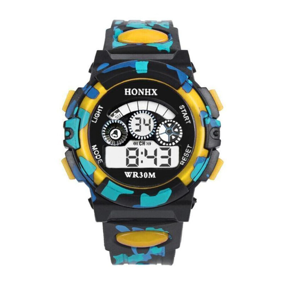 Maxpower (Yellow) Outdoor Multifunction Waterproof Boy Sports Electronic Children Sport Watches