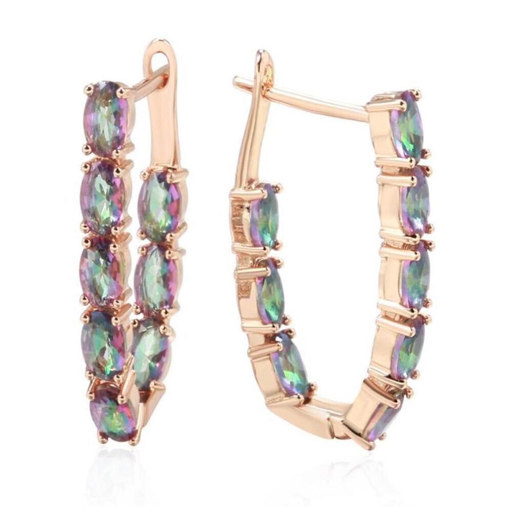 Maxpower (As The Picture) Double Layer Oval Colorful Zircon Clip Earrings For Women Luxury Wedding Party Jewelry Not,Specified