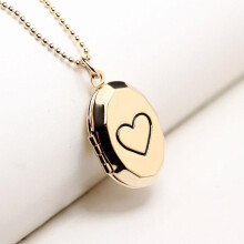 (gold) Lovely Petite Elliptical Photo Phase Box Diy Floating Locket Heart Necklace Pendant For Women