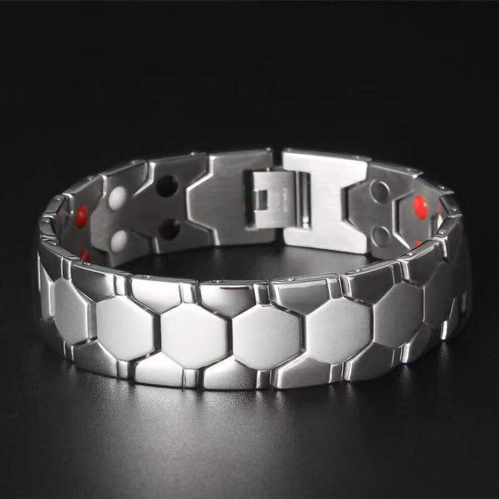 Maxpower (Silver) Punk Stainless Steel Men's Bracelets Energy Magnetic Bracelet Jewelry Chain For Women Bracelets Bangle Silver