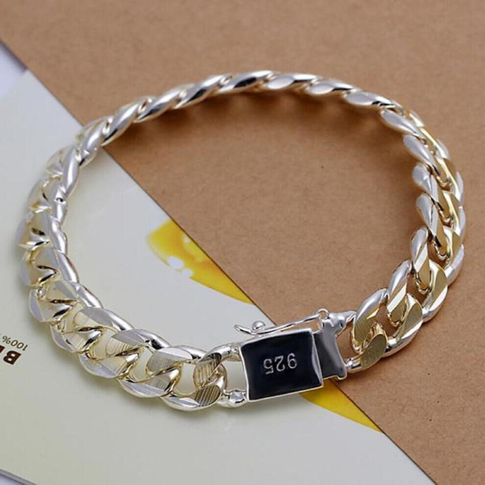 (20cm) 925 Sterling Silver Men Women Wedding Bracelet Fashion Charm Birthday Gift