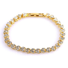 (gold) Magnetic Therapy Bracelet Beads Health Care Weight Loss Jewelry Women's Crystal