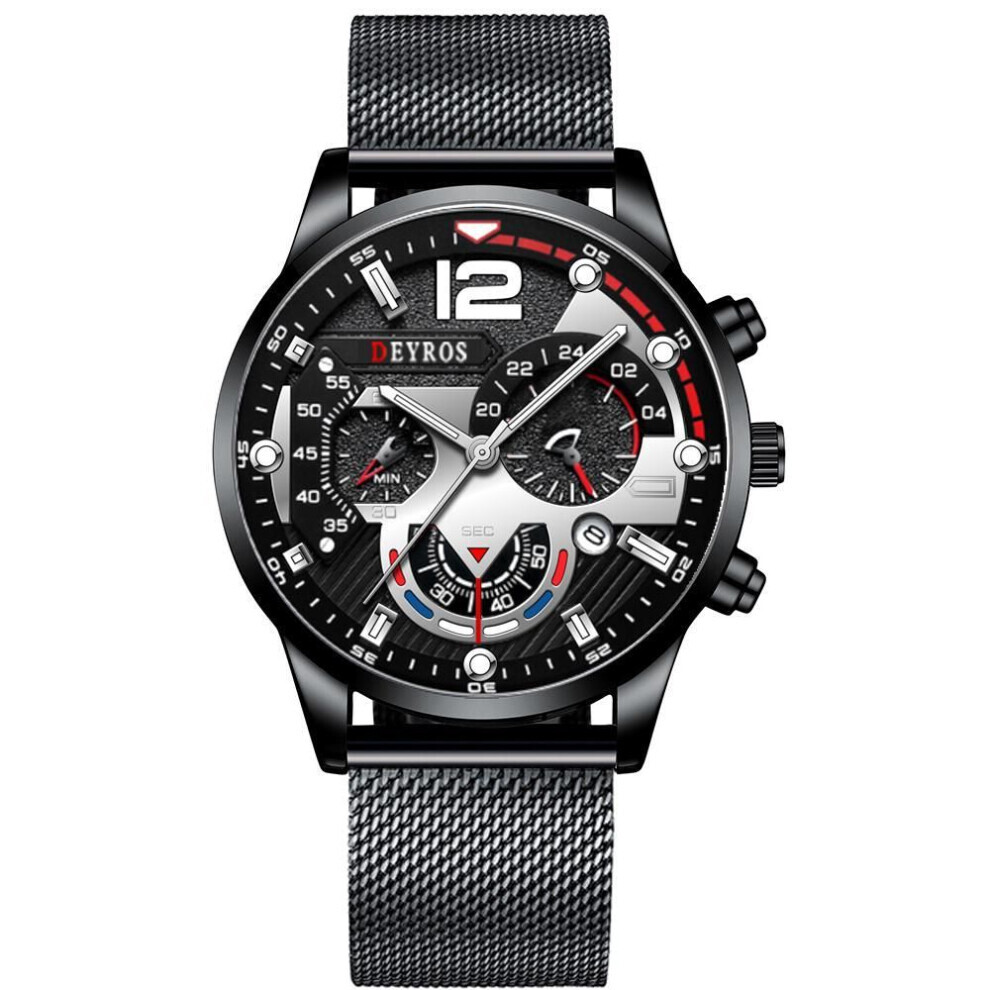 Maxpower (,Silver) Fashion Men Watches Man Calendar Quartz Wristwatches Men Casual Business Watches Luxury Mens Round Dial Analog Watch Black