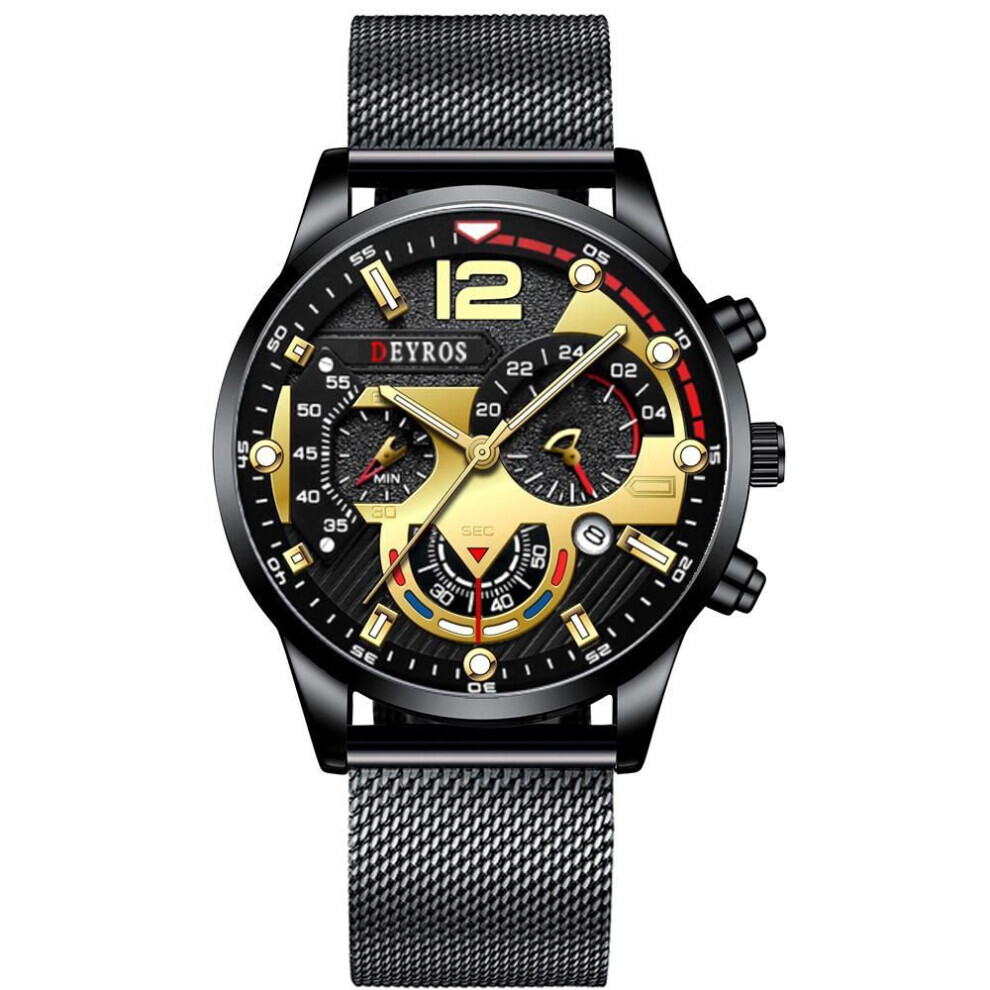 Maxpower (,Gold) Fashion Men Watches Man Calendar Quartz Wristwatches Men Casual Business Watches Luxury Mens Round Dial Analog Watch Black