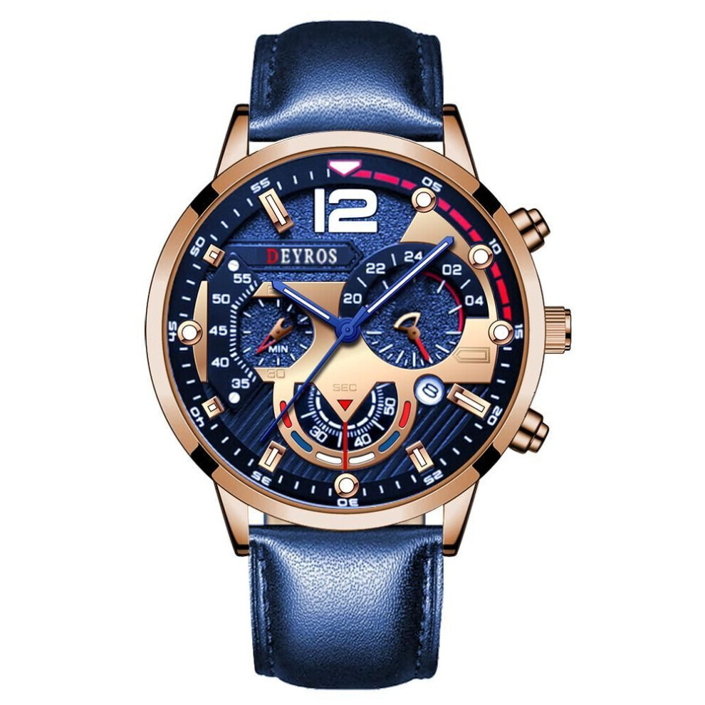 Maxpower (Blue,Rose) Fashion Men Watches Man Calendar Quartz Wristwatches Men Casual Business Watches Luxury Mens Round Dial Analog Watch Black