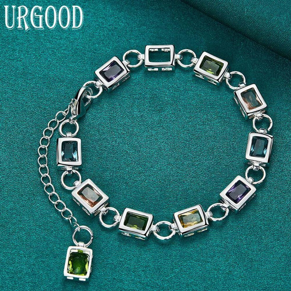 Maxpower (20Cm) 925 Sterling Colorful Aaa Zircon Bracelet Fashion Jewelry Silver