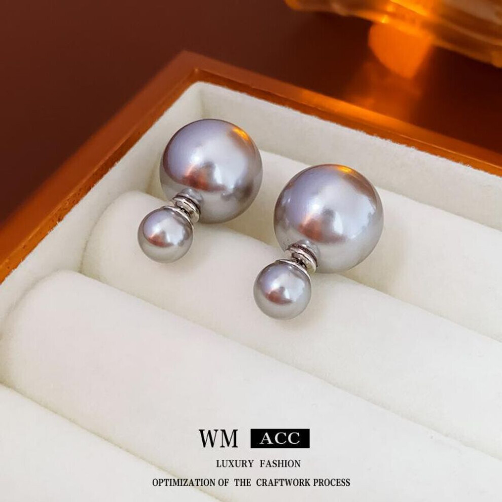(grey) Silver Needle, Simple Pearl, Two Wear Earrings, Fashionable And Versatile Earrings, Light Luxury, And High End Earrings-image-OPC-PG8JQSZ-NEW