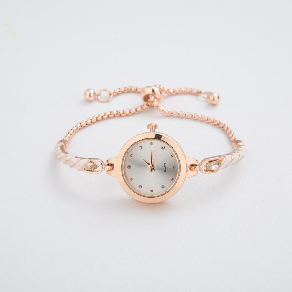 (White) Elegant Bracelet Watches For Women Ladies Adjustable Bracelets Watch Fashion Quartz Wristwatches Gift