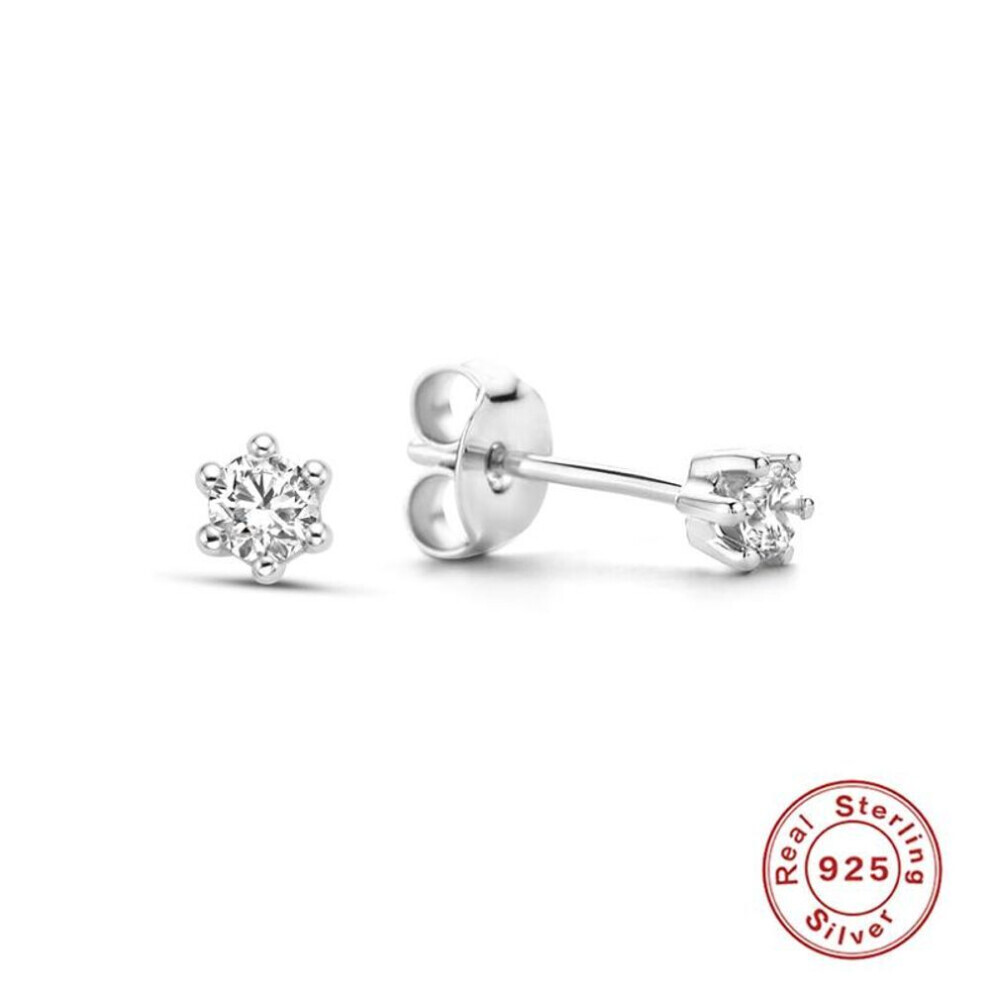 (silver, 0.2carat) Canner Six Prong Diamond 925 Sterling Silver Women&apos;s Jewelry 0.1/0.14/0.2 Carat Moissanite Engagement Stud Earrings Classic Wedding Earrings