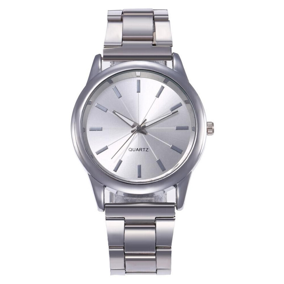 (silver) Fashion Women&apos;s Luxury Rose Gold Quartz Watch Stainless Steel Dress Bracelet Watch