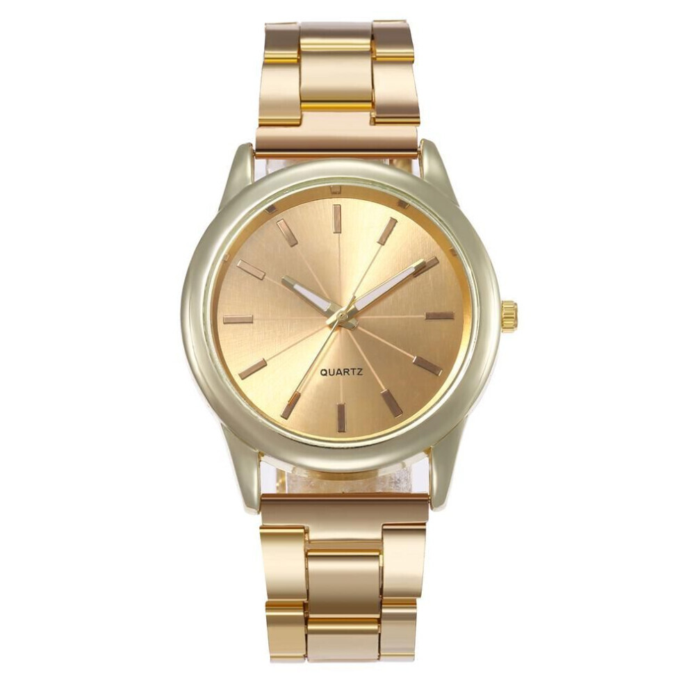 (gold) Fashion Women&apos;s Luxury Rose Gold Quartz Watch Stainless Steel Dress Bracelet Watch