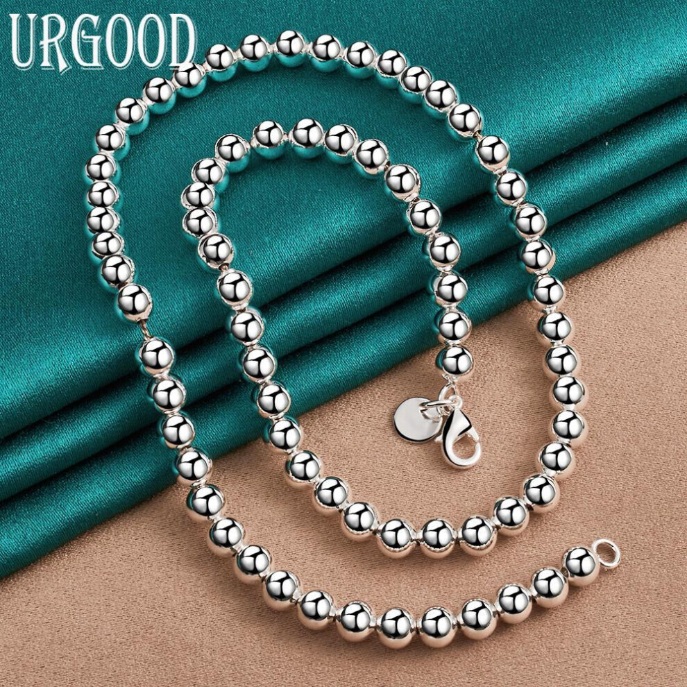 Maxpower (45Cm) 925 Sterling 6Mm Beaded Necklace Fashion Jewelry Silver