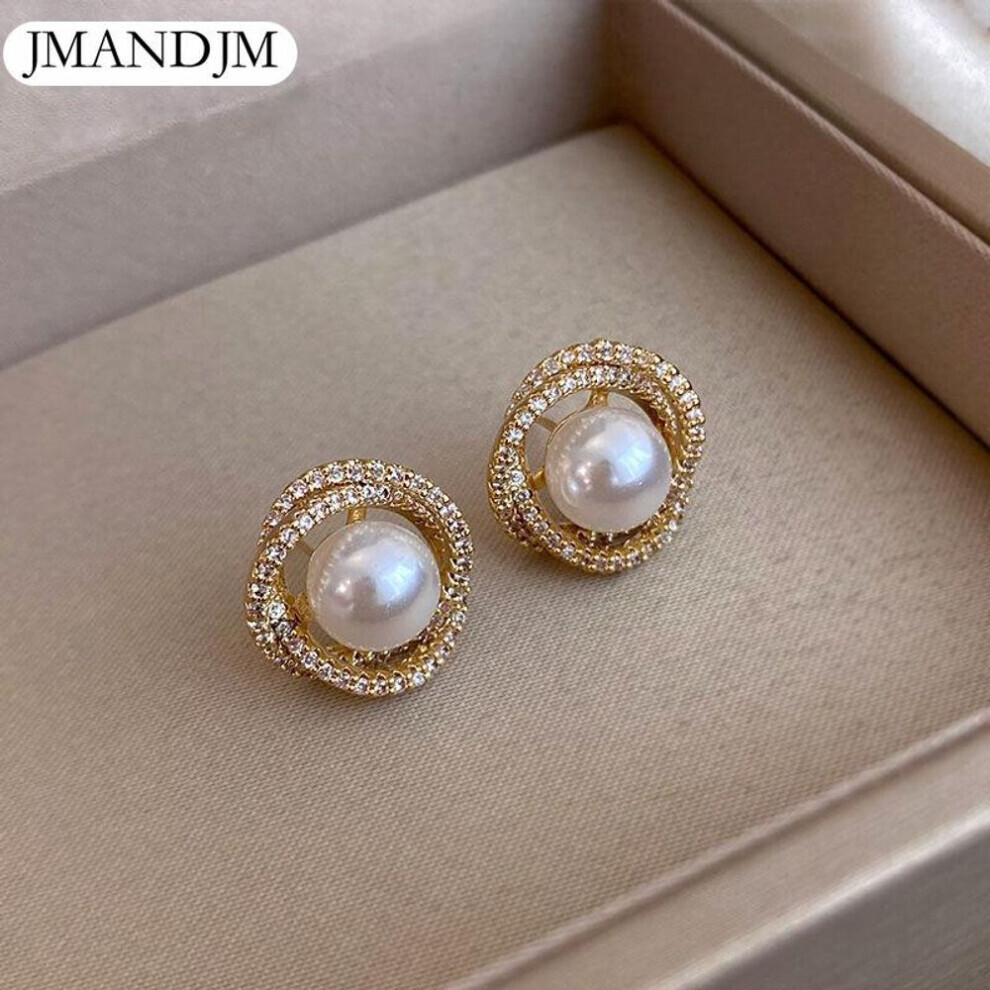 Maxpower (As The Picture) Sweet Unusual Geometric Whirlpool Shape Pearl Earrings For Woman Exquisite Fashion Jewelry Party Luxury Accessories Earrings White