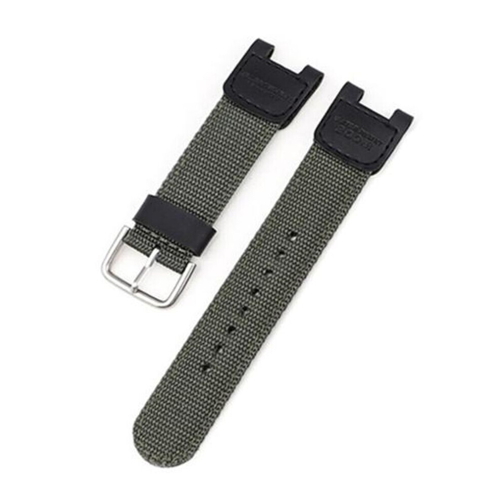 (green) Wristwatch Band Breathable Sweat Proof Soft Nylon Sports Watch Belt Replacement For Casio Sgw 100
