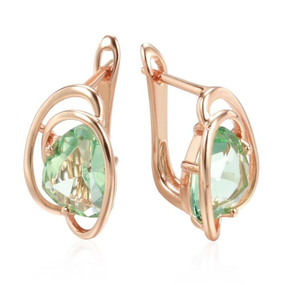 Maxpower (Green) Geometric Cut Light Zircon Drop Earrings For Women Minimalist Party Daily Jewelry Green