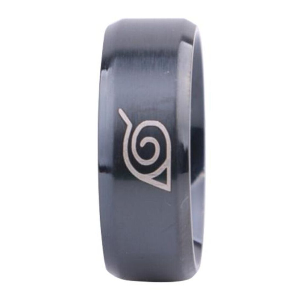 Photos - Ring MAXPOWER  Unisex Naruto Konoha Leaf Village Logo Titanium Steel  Cosplay Jewelry (black, Us11)