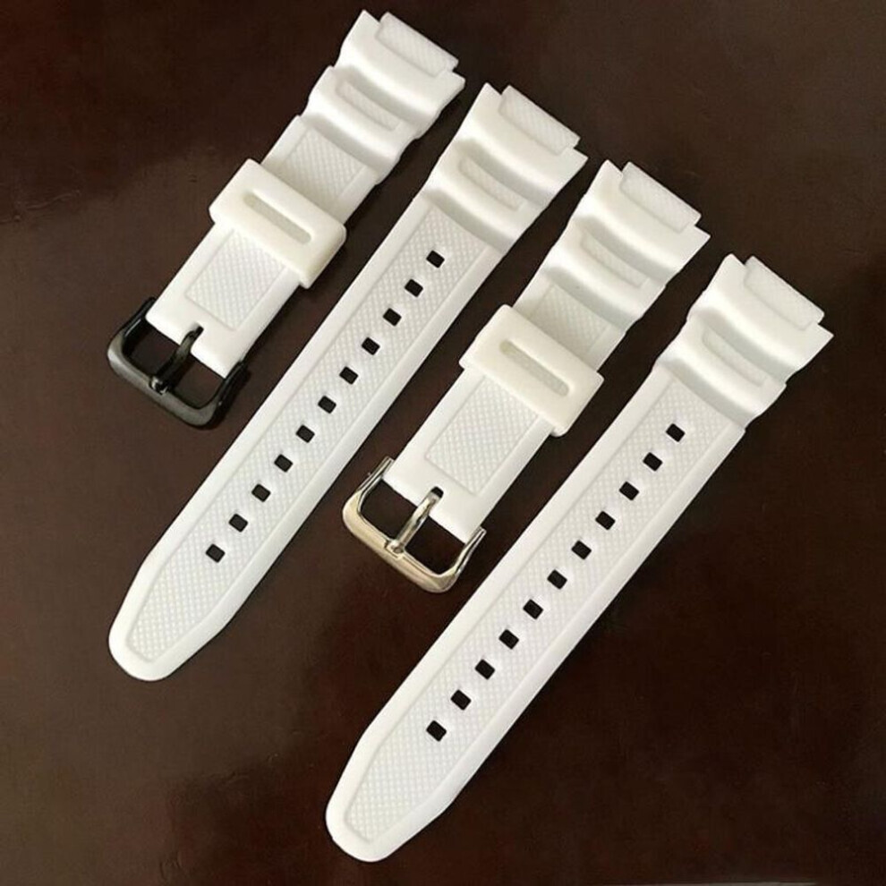 (white, Silver Buckle) Black White Color Watch Band For Casio Aq-s810w S800 Mrw-200 W735 752h Waterproof Drop Resistance Sport Replacement Strap