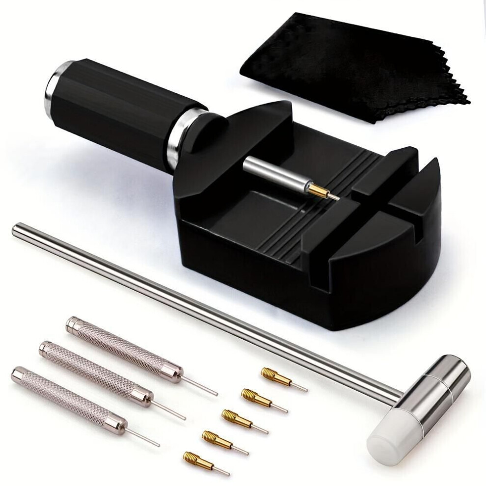 (black) 1set Watch Link Removal Tool Kit, Watch Band Tool Strap Chain Pin Remover Repair Tool Kit For Watch Band Strap Adjustment,