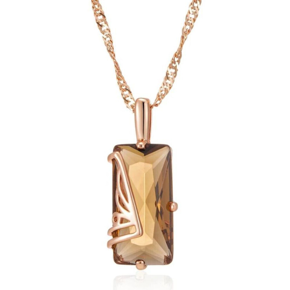 Maxpower (As The Picture) Geometric Square Light Tea Color Zircon Hollow Pendant Necklace For Women Wedding Luxury Jewelry Not,Specified