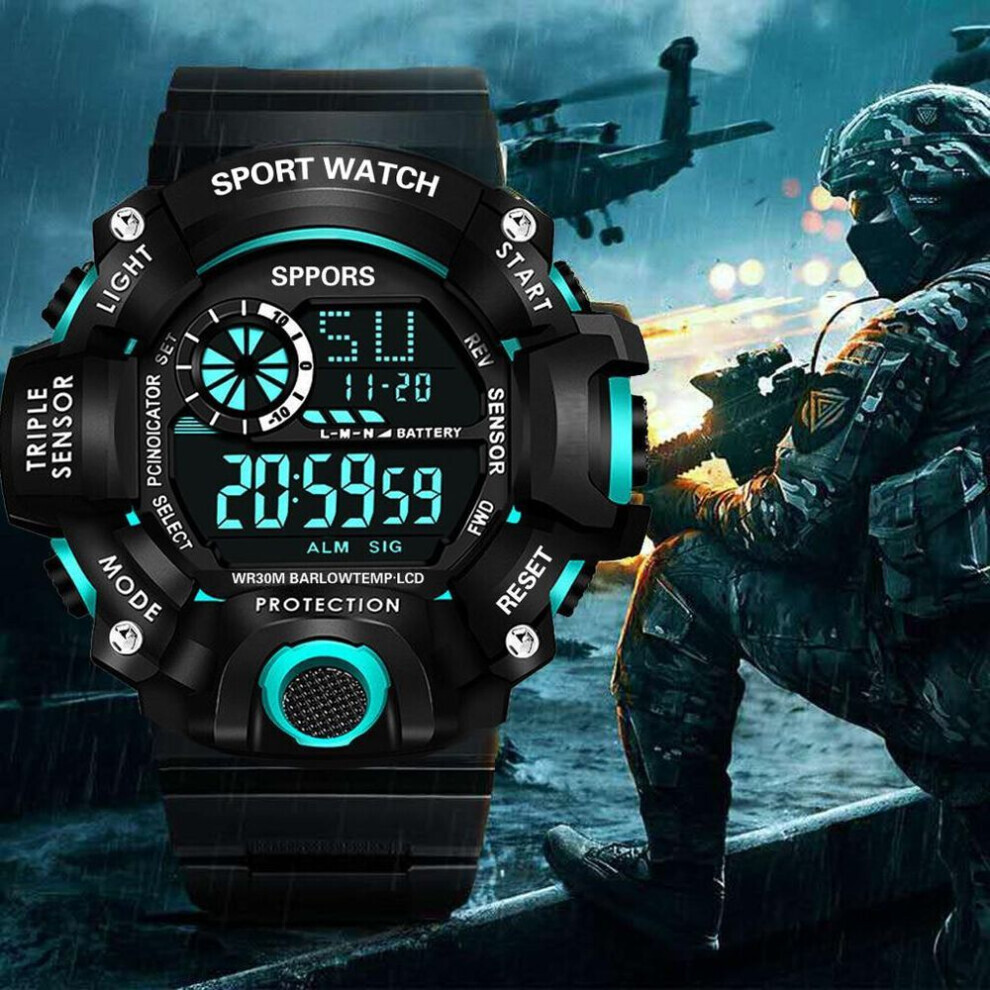(green) Fashion Multifunction Sports Watch Display Date Calendar Week Alarm Unisex Watch