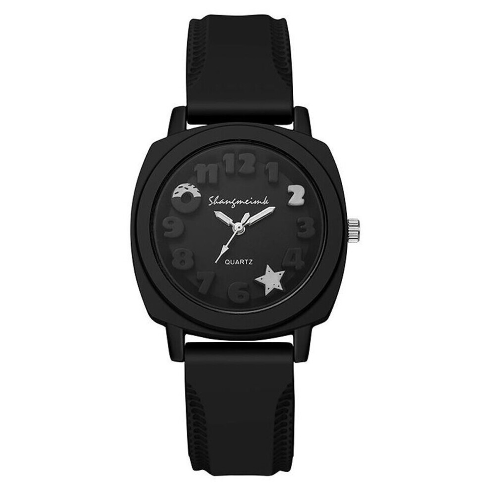 (black) Students Cute Quartz Watches Fashion Wristwatches For Girl Women&apos;s New Arrival Silicone Strap Clock