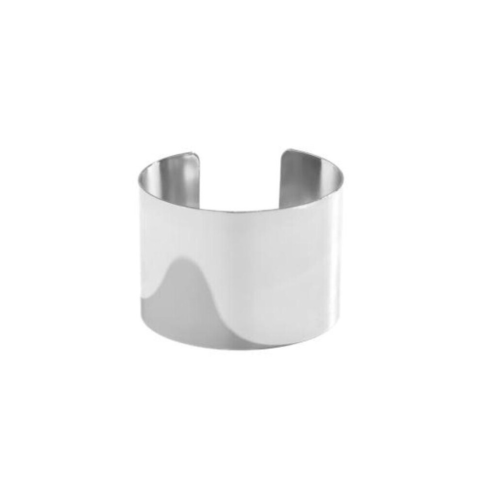 Maxpower (, Short) Women Bracelet Exaggerate Vintage Punk Boho Smooth Stainless Metal Adjustable Opening Cuff Bangle Wide Wrist Jewelry Silver