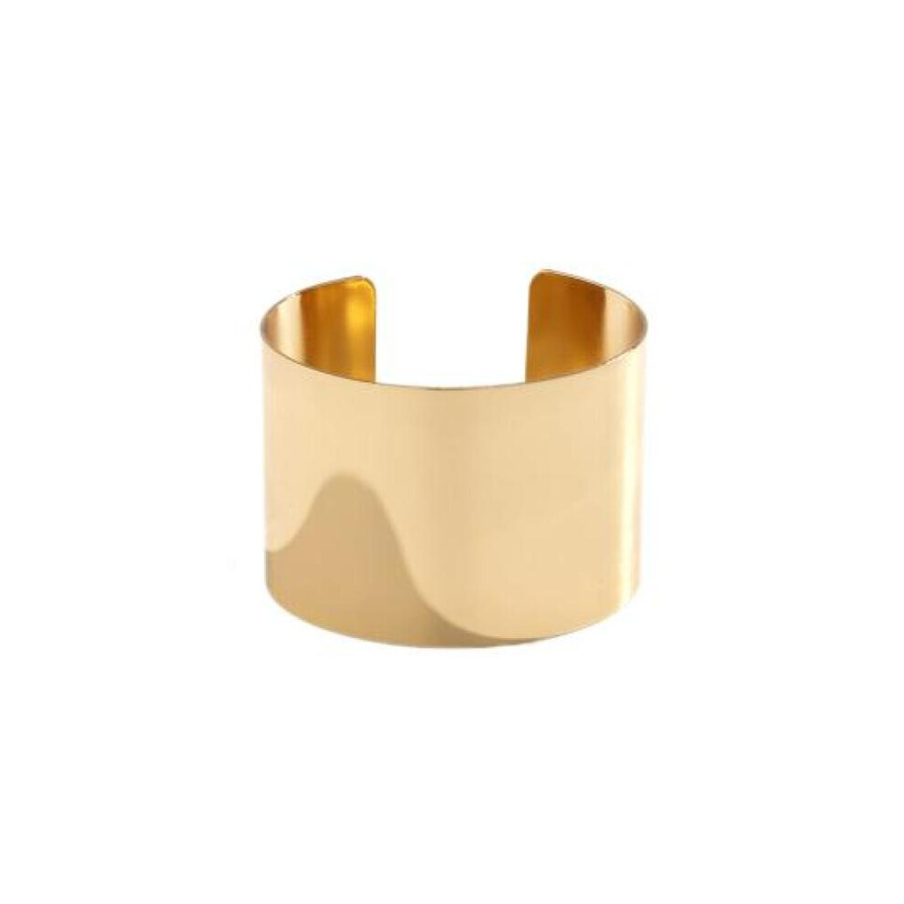 Maxpower (, Short) Women Bracelet Exaggerate Vintage Punk Boho Smooth Stainless Metal Adjustable Opening Cuff Bangle Wide Wrist Jewelry Golden