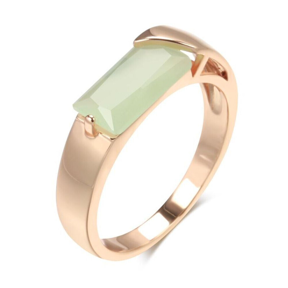 Maxpower (Green, 10) Simple Gold Color Square Green Zircon Rings For Women Fashion Daily Party Jewelry