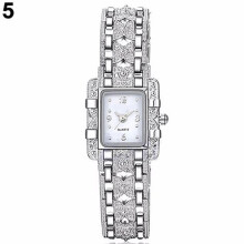 (white) Lady Slim Watch Band Bracelet Quartz Rectangle Case Watch