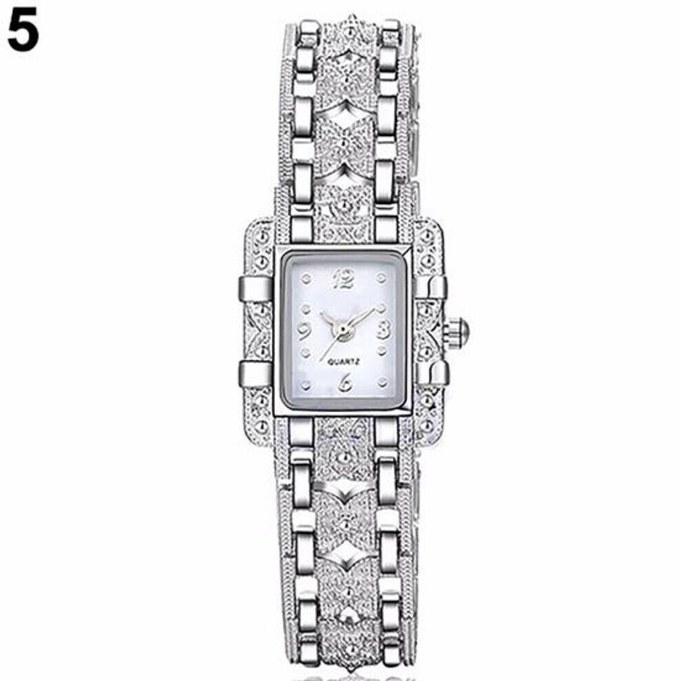 Maxpower (White) Lady Slim Watch Band Bracelet Quartz Rectangle Case Watch White