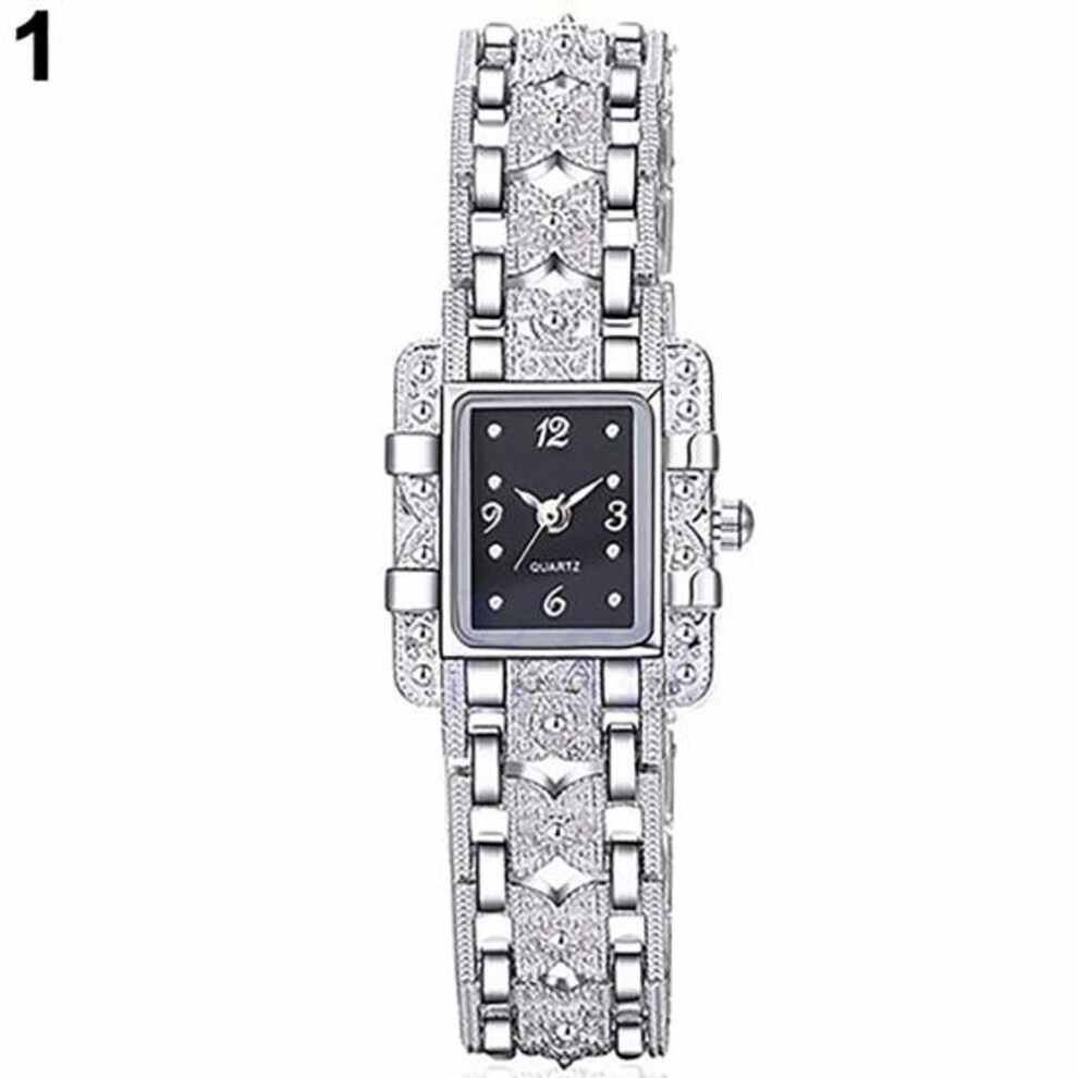 Maxpower (Black) Lady Slim Watch Band Bracelet Quartz Rectangle Case Watch Black