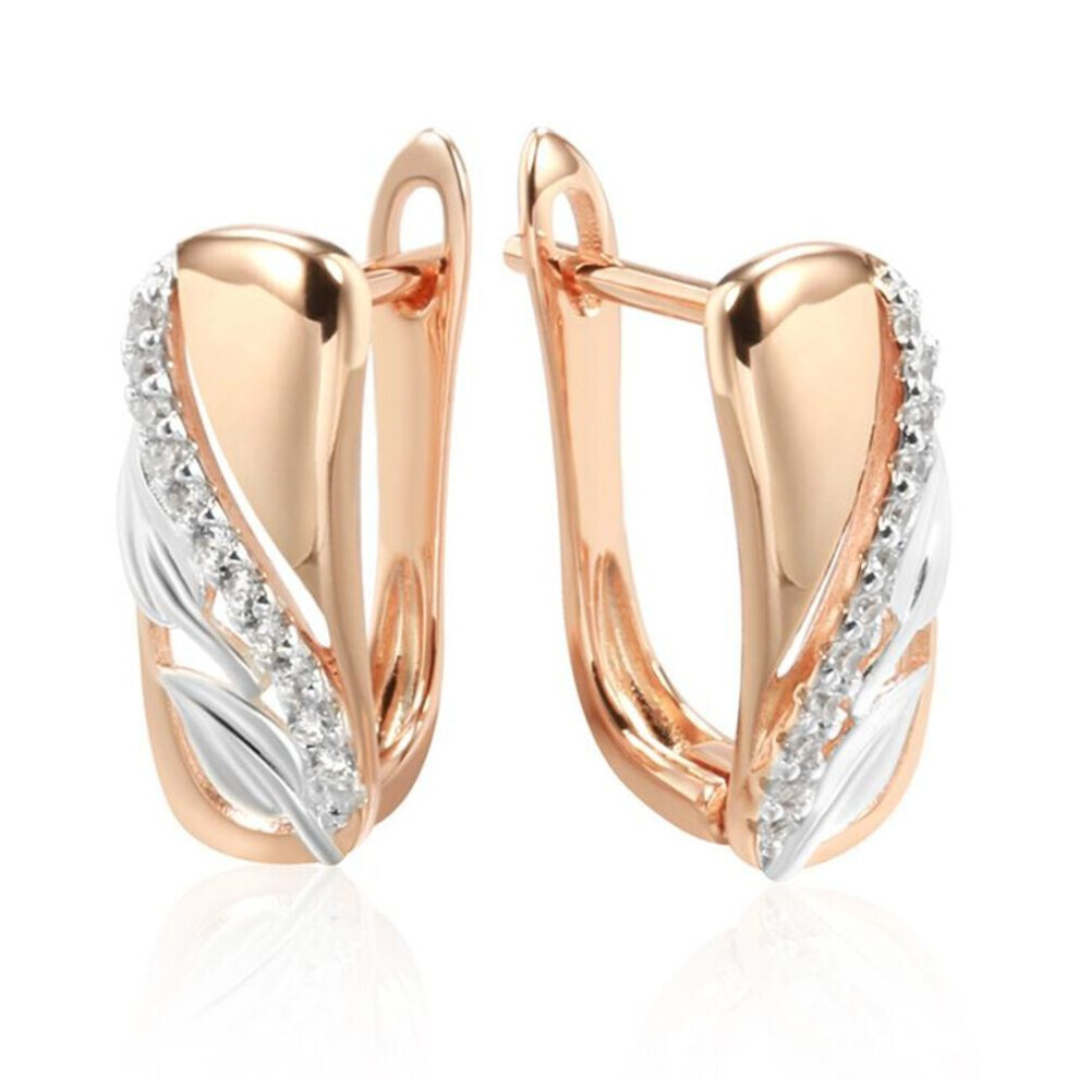 Maxpower (As The Picture) Silver Color Embossed White Zircon Gold Plated Earrings For Women Vintage Wedding Jewelry White,Silver,Gold