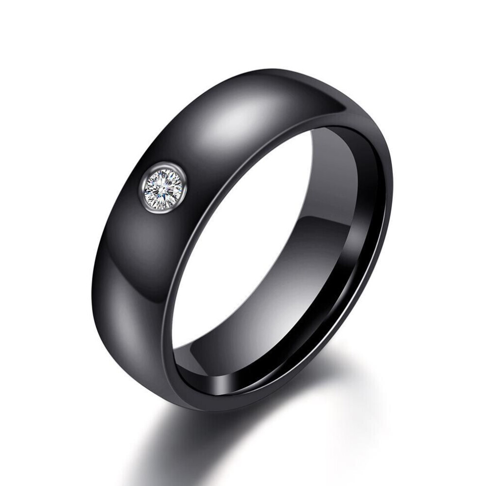(black, 7) Black And White Ceramic Ring Fashion Men And Women Trend Couple Diamond Ring Jewelry