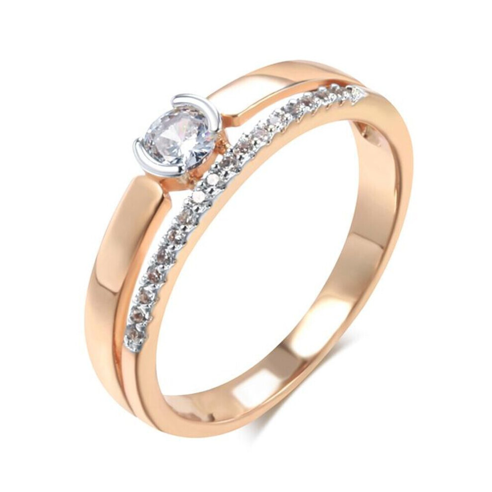 Maxpower (8) Silver Plated Zircon Smooth Double Rings For Women Personality Trendy Jewelry Luxury Accessories