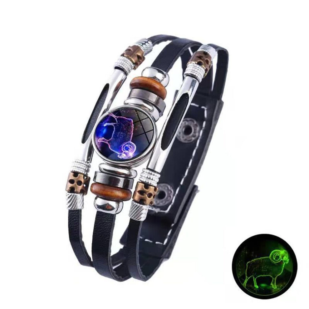 Maxpower (Aries) 12 Zodiac Signs Constellation Charm Bracelet Men Women Fashion Multilayer Weave Leather Bracelet & Bangle Birthday Gifts Not,Specified