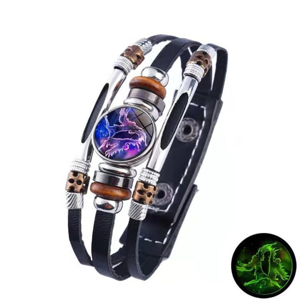 Maxpower (Gemini) 12 Zodiac Signs Constellation Charm Bracelet Men Women Fashion Multilayer Weave Leather Bracelet & Bangle Birthday Gifts