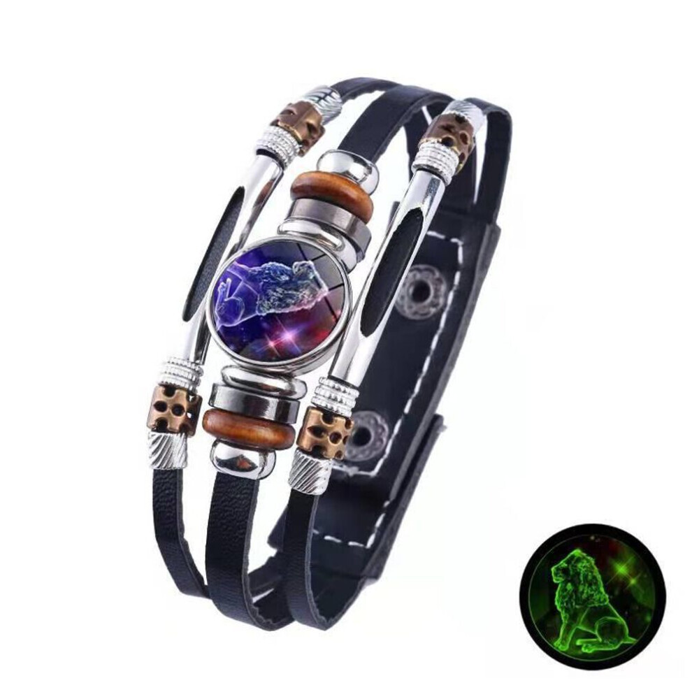 Maxpower (Leo) 12 Zodiac Signs Constellation Charm Bracelet Men Women Fashion Multilayer Weave Leather Bracelet & Bangle Birthday Gifts Not,Specified