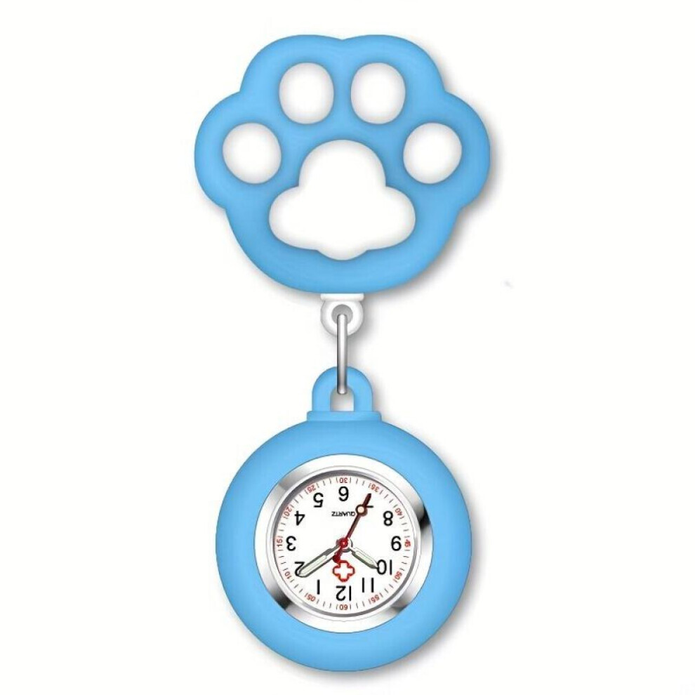 Maxpower (Blue) Cute Cat Paw Nurse Watch Brooch With Clip Retractable Telescopic Nurse Doctor Paramedic Pocket Watch
