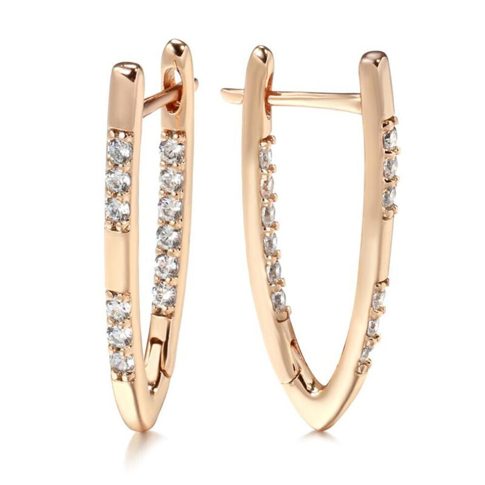 Maxpower (Golden) Fashion V-Shaped Geometric Zircon Drop Earrings For Women Party Daily Earrings Jewelry Gold