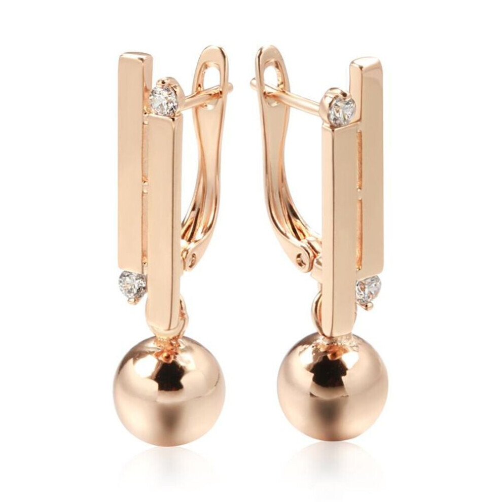 Maxpower (As The Picture) Double Geometric Design Metal Ball Dangle Earrings For Women Smooth Color Personality Jewelry Gold