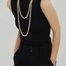 (pearl, 1.5m) Elegant Double-layer Pearl Necklace: Versatile And Noble Women's Long Chain