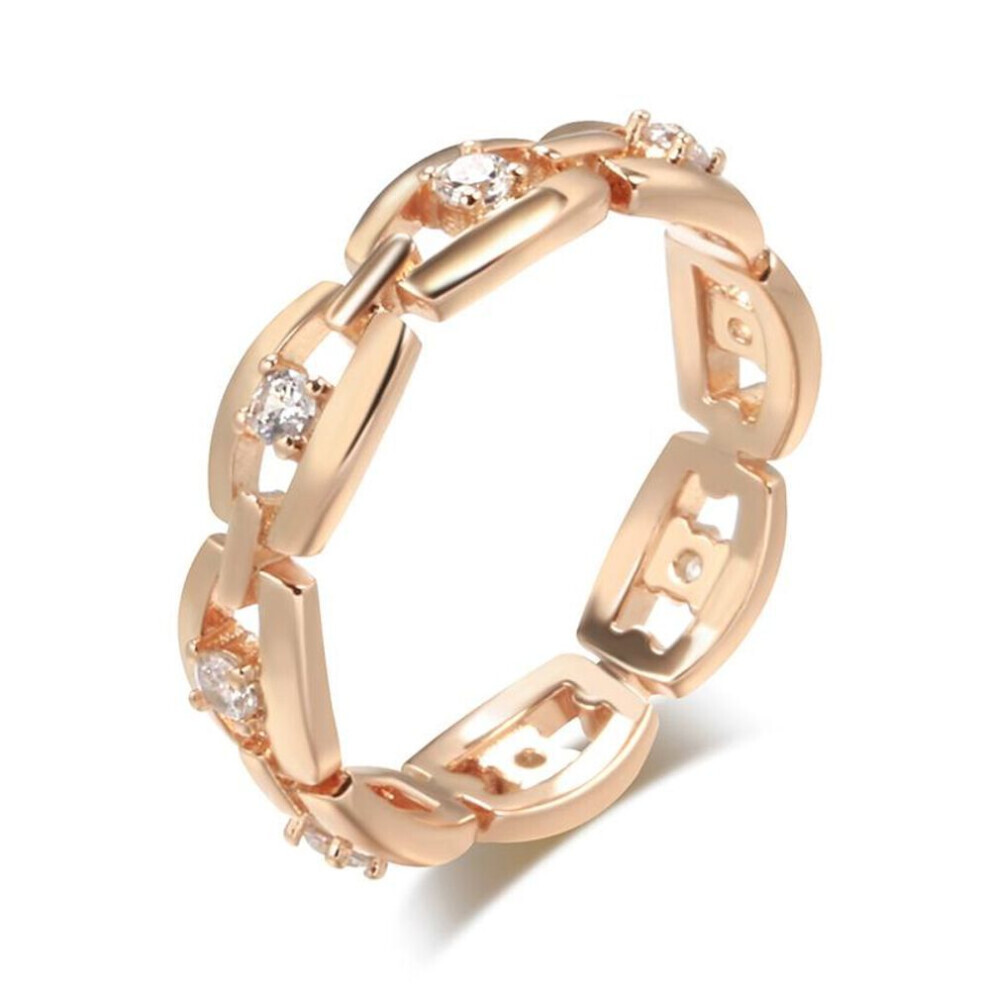 Maxpower (As The Picture, 10) Classic Chain Design Zircon Finger Rings For Women Fashion Daily Jewelry Gifts