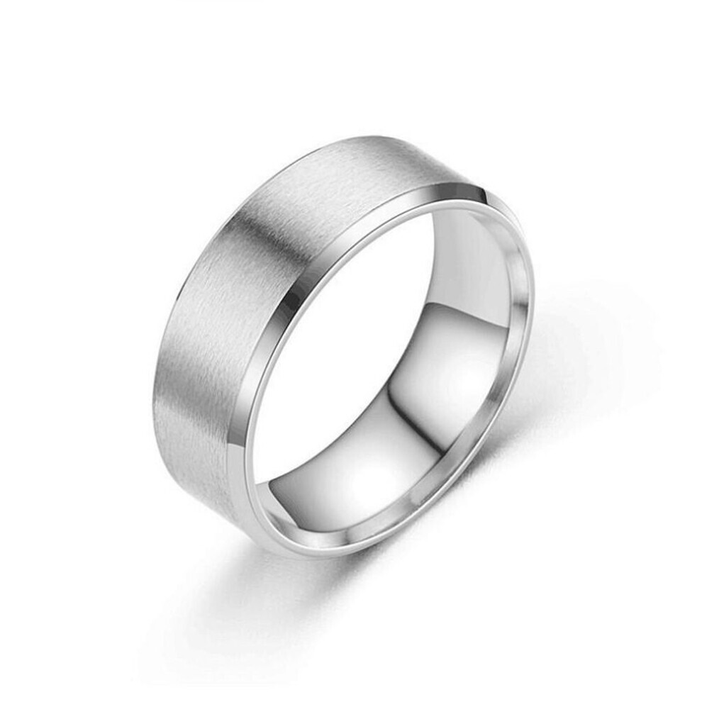 (white, 12-8mm) Titanium Steel Matte Ring Melanin, Stainless Steel Men&apos;s Brushed Ring Ring