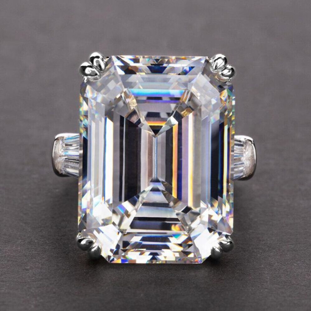 Maxpower (White, Number 6) "Cao Shi Luxury Rectangular Zircon Women's Engagement Ring"