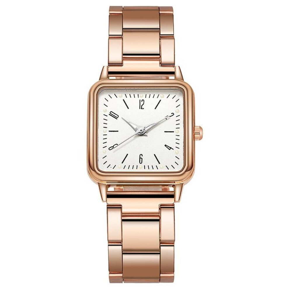 Maxpower (White) Luminous Hands Women's Quartz Wristwatches Square Ladies Fashion Clock Stainless Steel Gifts Watches White